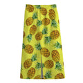 Pastel Yellow Pineapple Pattern Print Cotton Front Slit Maxi Skirt