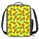 Pastel Yellow Pineapple Pattern Print Crossbody Lunch Bag