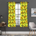 Pastel Yellow Pineapple Pattern Print Grommet Curtain Panels