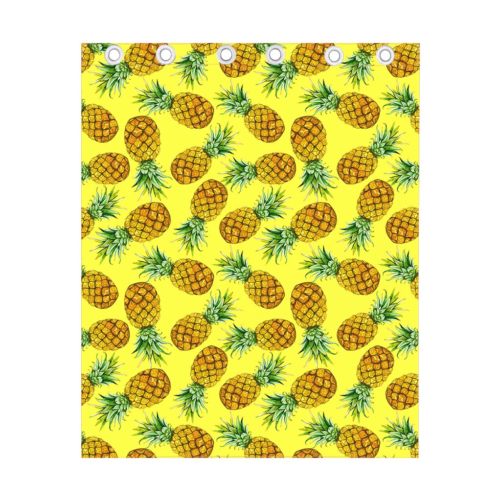 Pastel Yellow Pineapple Pattern Print Curtain