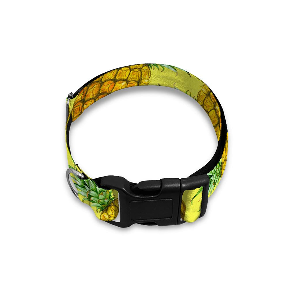 Pastel Yellow Pineapple Pattern Print Dog Collar