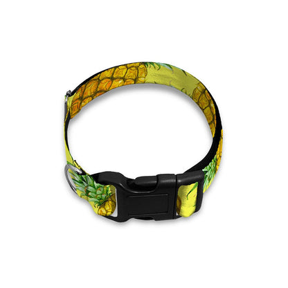 Pastel Yellow Pineapple Pattern Print Dog Collar