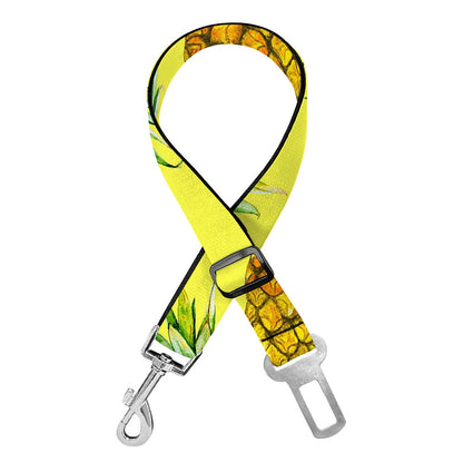 Pastel Yellow Pineapple Pattern Print Dog Seat Belt