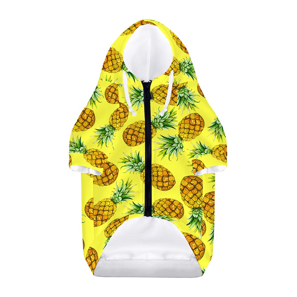Pastel Yellow Pineapple Pattern Print Dog Zip Up Hoodie