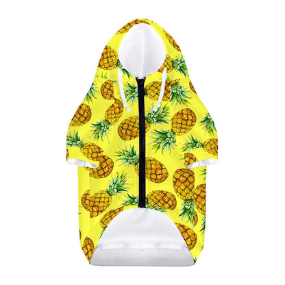 Pastel Yellow Pineapple Pattern Print Dog Zip Up Hoodie