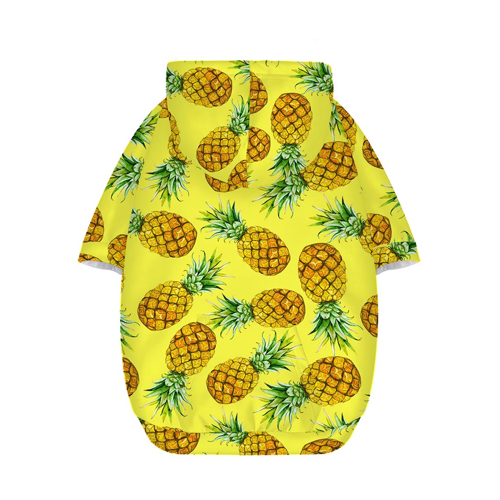 Pastel Yellow Pineapple Pattern Print Dog Zip Up Hoodie