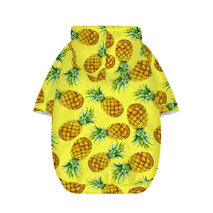 Pastel Yellow Pineapple Pattern Print Dog Zip Up Hoodie