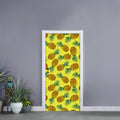Pastel Yellow Pineapple Pattern Print Door Sticker