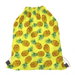 Pastel Yellow Pineapple Pattern Print Drawstring Bag
