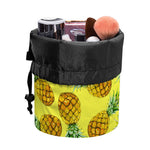 Pastel Yellow Pineapple Pattern Print Drawstring Makeup Bag