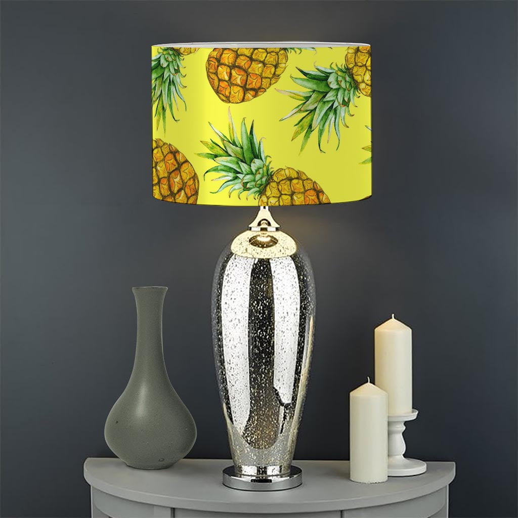 Pastel Yellow Pineapple Pattern Print Drum Lamp Shade