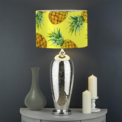 Pastel Yellow Pineapple Pattern Print Drum Lamp Shade