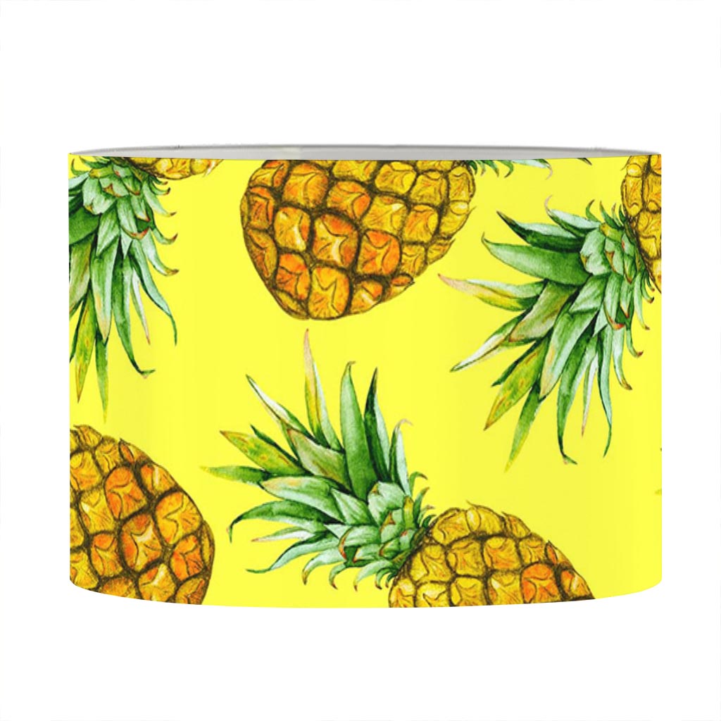 Pastel Yellow Pineapple Pattern Print Drum Lamp Shade