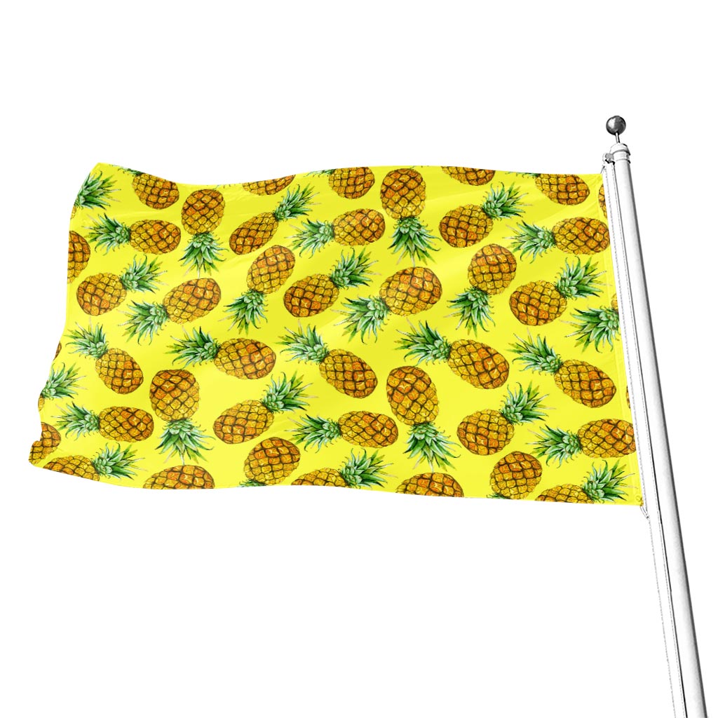 Pastel Yellow Pineapple Pattern Print Flag