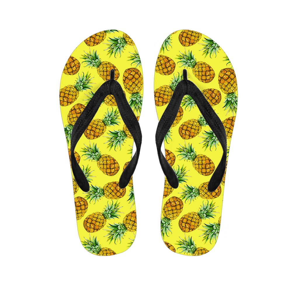 Pastel Yellow Pineapple Pattern Print Flip Flops