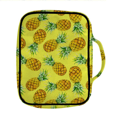 Pastel Yellow Pineapple Pattern Print Front Pocket Bible Bag