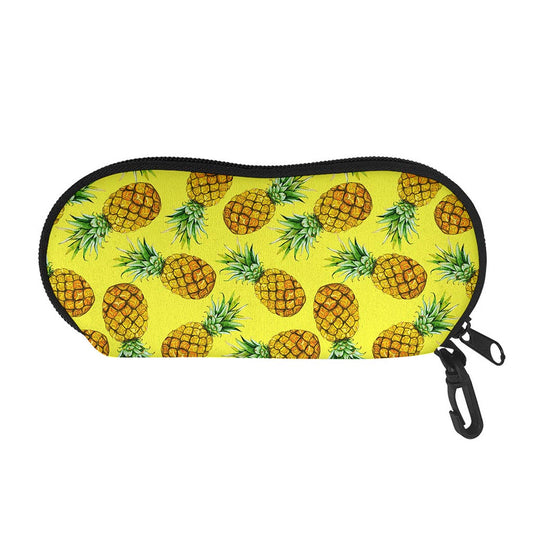 Pastel Yellow Pineapple Pattern Print Glasses Case