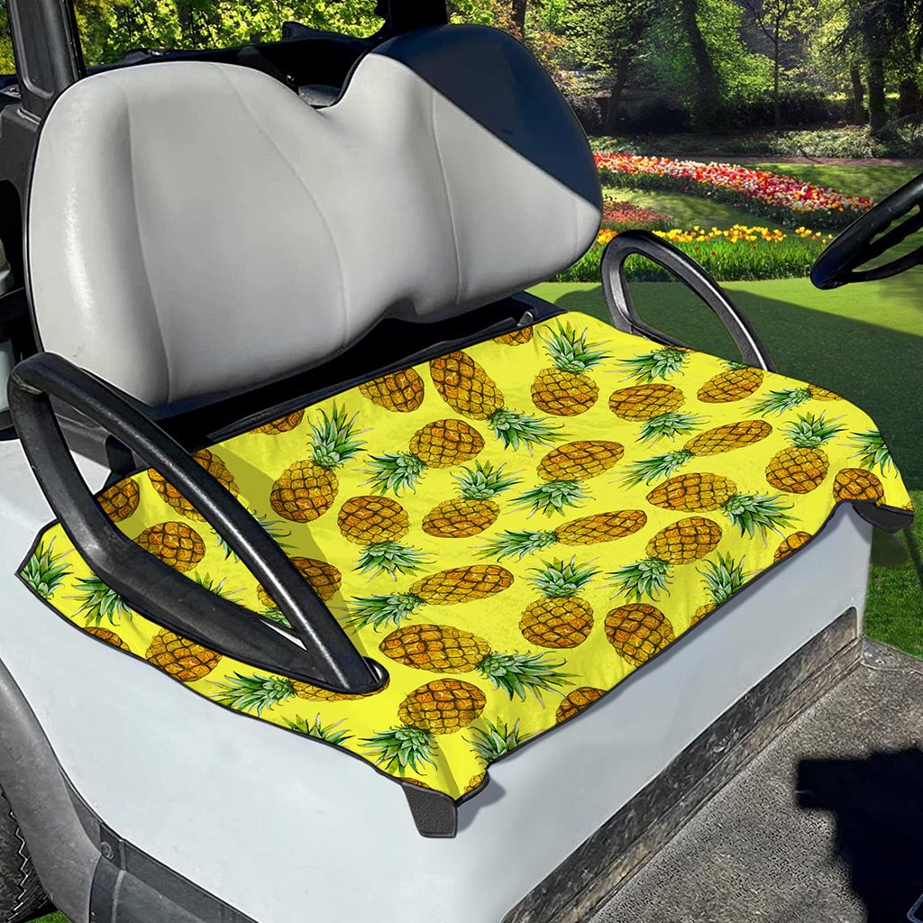 Pastel Yellow Pineapple Pattern Print Golf Cart Seat Cover