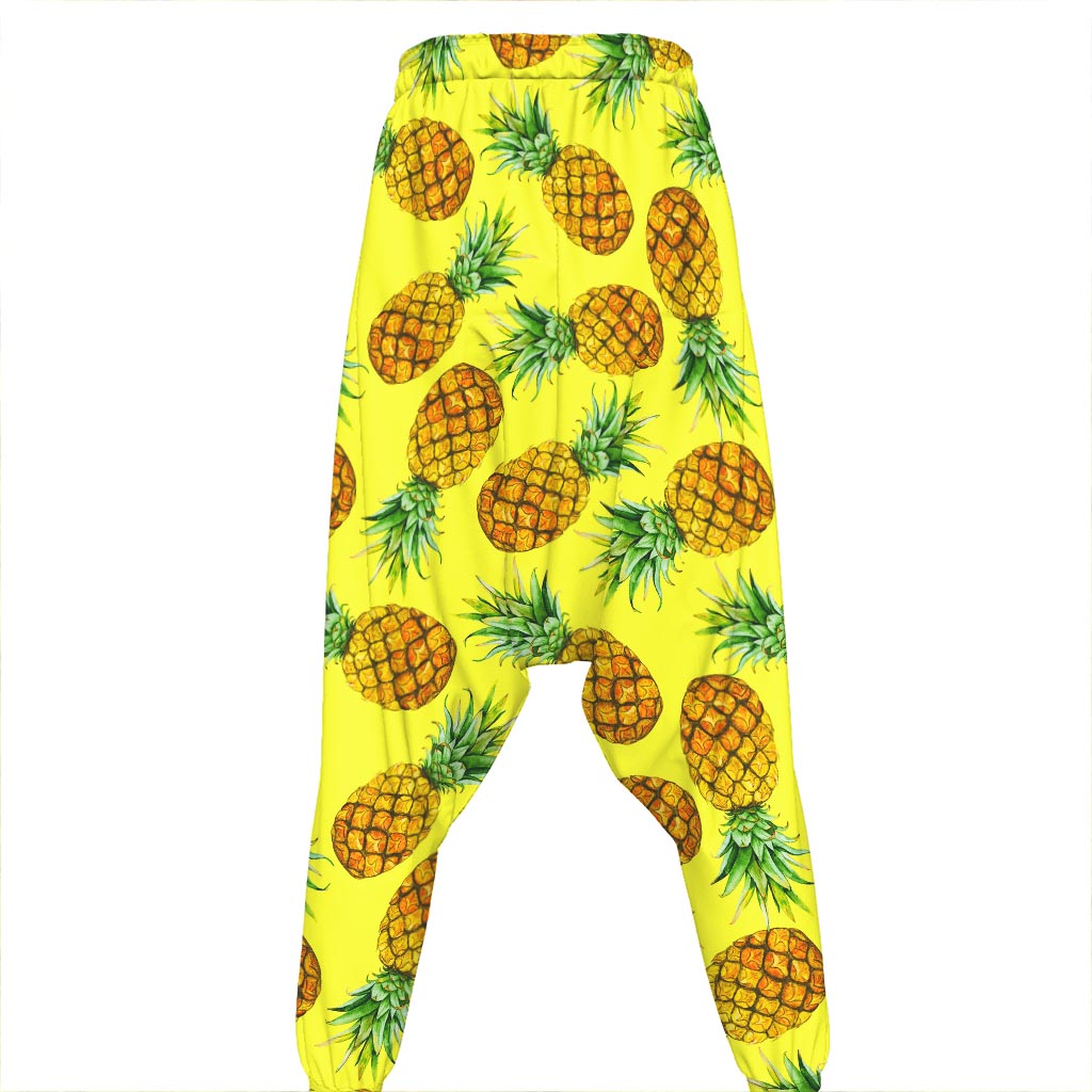 Pastel Yellow Pineapple Pattern Print Hammer Pants