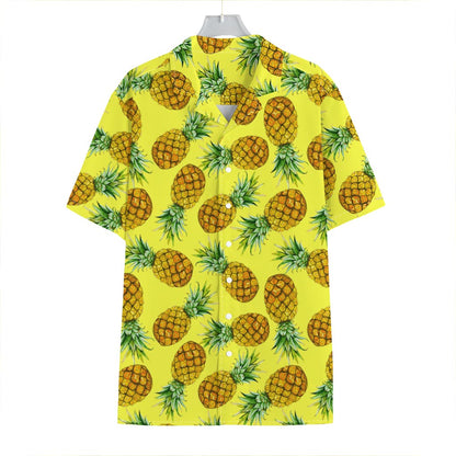 Pastel Yellow Pineapple Pattern Print Hawaiian Shirt