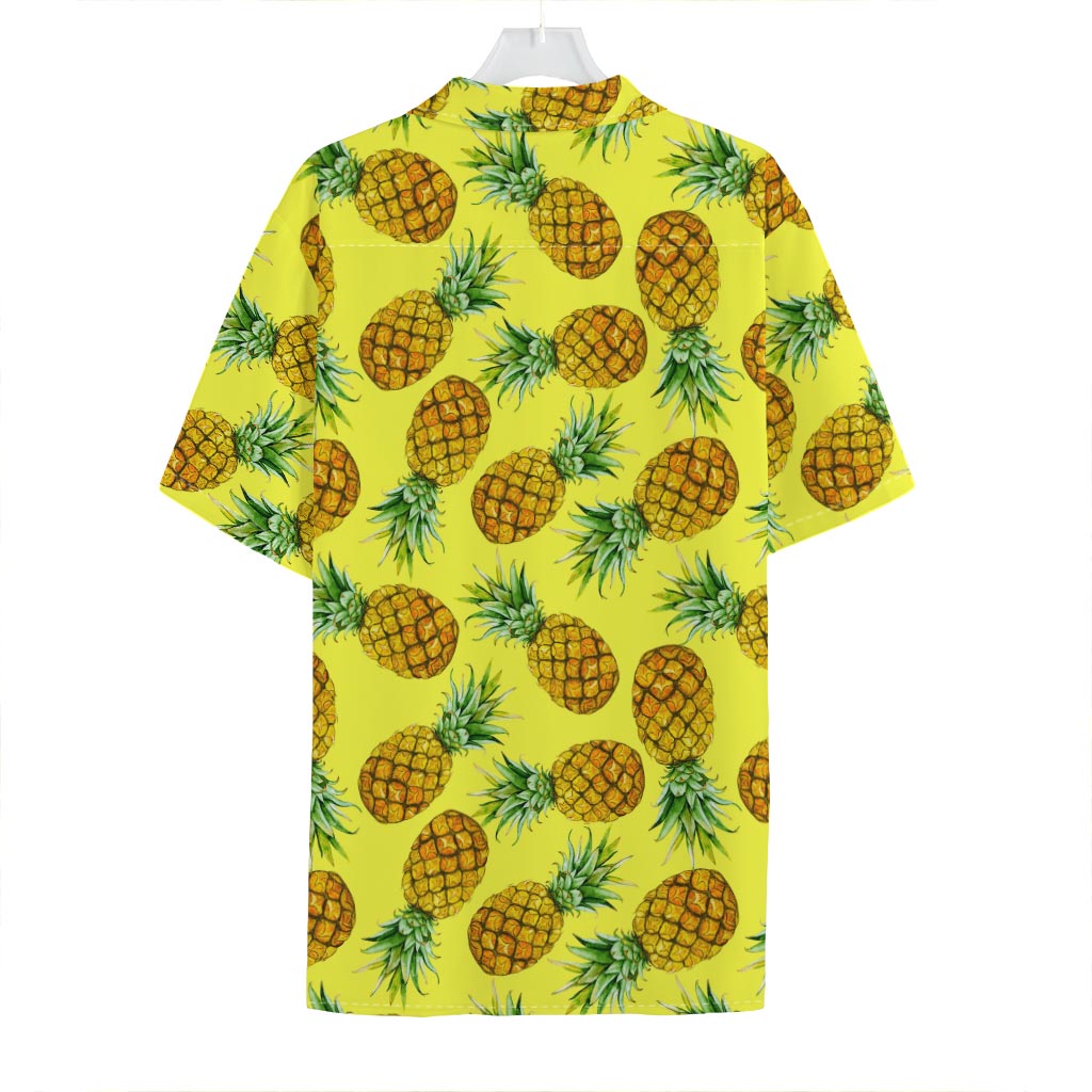 Pastel Yellow Pineapple Pattern Print Hawaiian Shirt