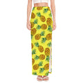 Pastel Yellow Pineapple Pattern Print High Slit Maxi Skirt