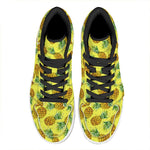 Pastel Yellow Pineapple Pattern Print High Top Leather Sneakers