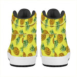 Pastel Yellow Pineapple Pattern Print High Top Leather Sneakers