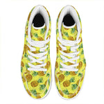 Pastel Yellow Pineapple Pattern Print High Top Leather Sneakers
