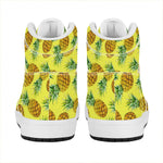 Pastel Yellow Pineapple Pattern Print High Top Leather Sneakers