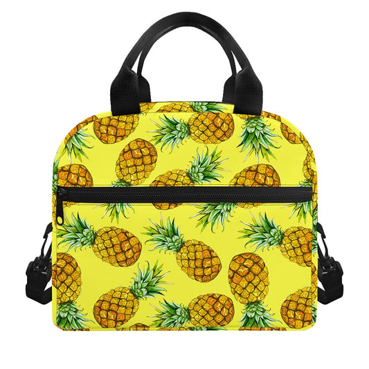 Pastel Yellow Pineapple Pattern Print Insulated Lunch Bag