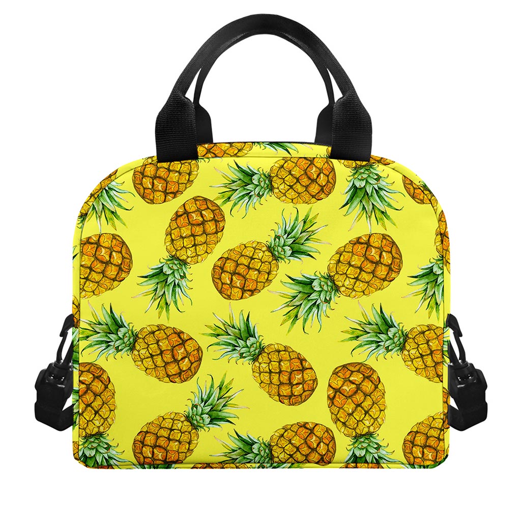 Pastel Yellow Pineapple Pattern Print Insulated Lunch Bag
