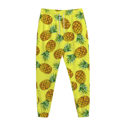 Pastel Yellow Pineapple Pattern Print Jogger Pants