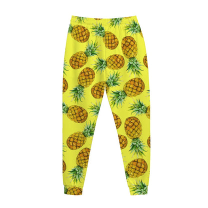 Pastel Yellow Pineapple Pattern Print Jogger Pants