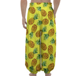 Pastel Yellow Pineapple Pattern Print Lantern Pants
