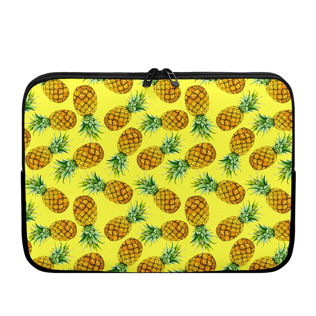 Pastel Yellow Pineapple Pattern Print Laptop Sleeve