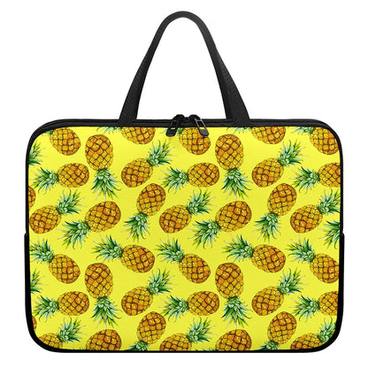 Pastel Yellow Pineapple Pattern Print Laptop Sleeve With Handle
