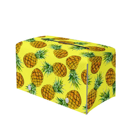 Pastel Yellow Pineapple Pattern Print Leather Tissue Box Cover