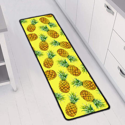 Pastel Yellow Pineapple Pattern Print Long Kitchen Mat