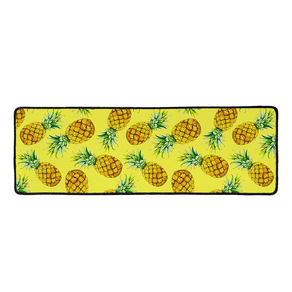 Pastel Yellow Pineapple Pattern Print Long Kitchen Mat
