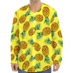 Pastel Yellow Pineapple Pattern Print Long Sleeve Baseball Jersey