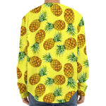 Pastel Yellow Pineapple Pattern Print Long Sleeve Baseball Jersey