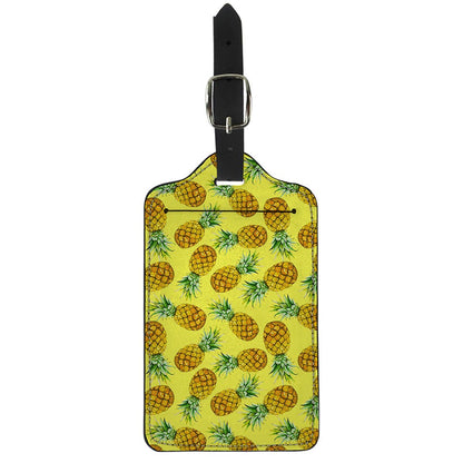 Pastel Yellow Pineapple Pattern Print Luggage Tag