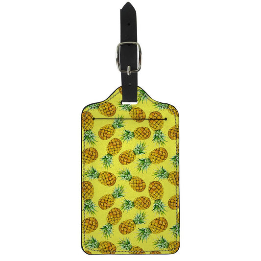 Pastel Yellow Pineapple Pattern Print Luggage Tag
