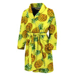 Pastel Yellow Pineapple Pattern Print Men's Bathrobe