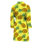 Pastel Yellow Pineapple Pattern Print Men's Bathrobe