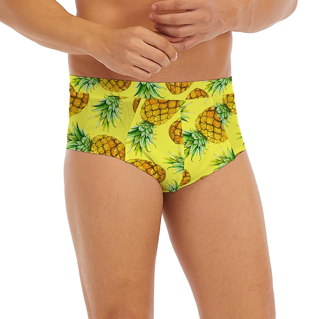 Pastel Yellow Pineapple Pattern Print Men's Briefs