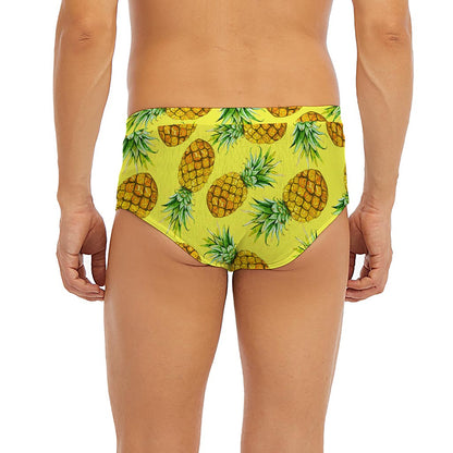 Pastel Yellow Pineapple Pattern Print Men's Briefs