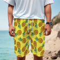 Pastel Yellow Pineapple Pattern Print Men's Cargo Shorts
