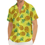 Pastel Yellow Pineapple Pattern Print Men's Deep V-Neck Shirt